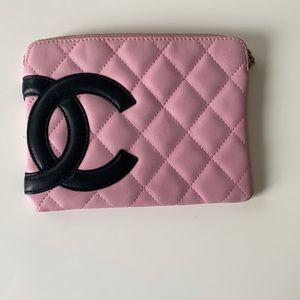 CHANEL Cambon pink zip wristlet